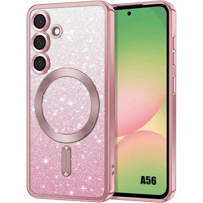 Ochranný kryt - BOOLING - pro Samsung Galaxy A56 5G - Měkký silikon - Třpytivě růžový - Ochrana kamery