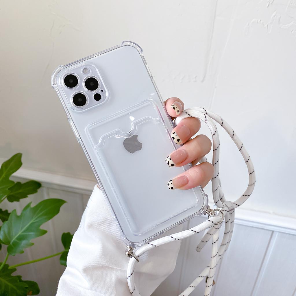 Crossbody Lanyard Hang Strap Case For iPhone 15 14 11 12 13 Pro Max XS 8 7 Plus X XR SE Shockproof Card Holder Wallet Cover