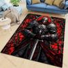 Knight Armor with Red Background Pattern Rug Carpets for Bedroom Living Room Sofa Mat Creative Door Mat Cloakroom Home Decor
