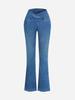 European & American Style High-Waist Flare Denim with Elastic Waist and Hip Lift