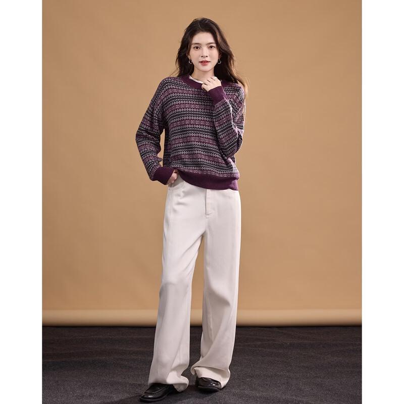 Demana 100% Merino Wool Retro Jacquard Knit Sweater