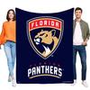 Deken met logo van de Florida Panthers, zachte donkerblauwe deken met panterwapenschild ontwerp, perfect om cadeau te geven