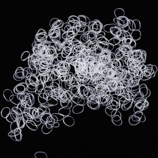 500Pcs Disposable Clear Rubber Band Elastic Bind Tie Hair Ring Ponytail Holder