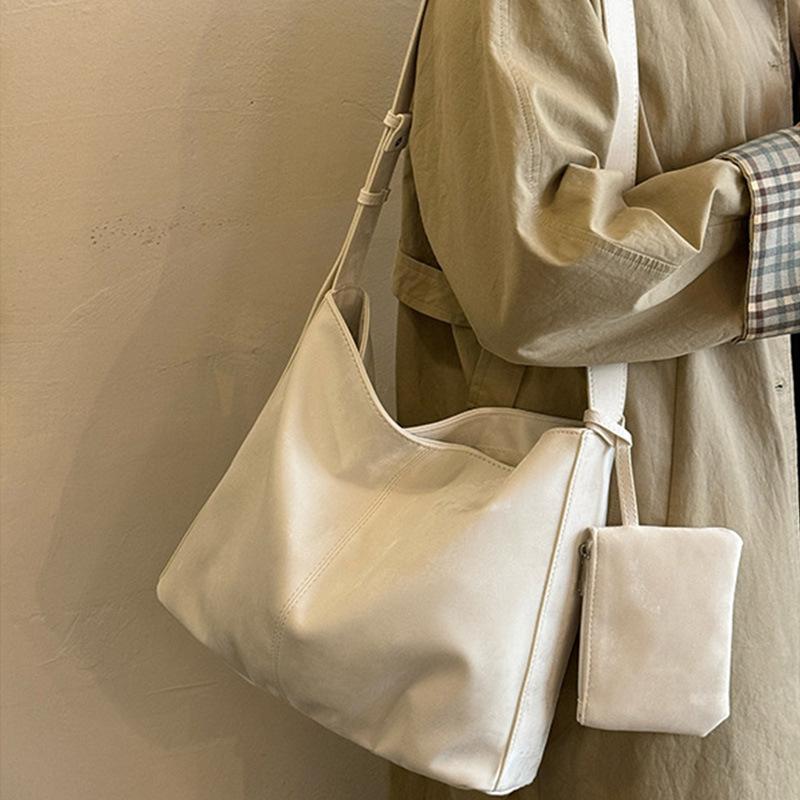 High Capacity Tote Bag Premium Sense Commuter Shoulder Crossbody Bag Daily Bucket Bag