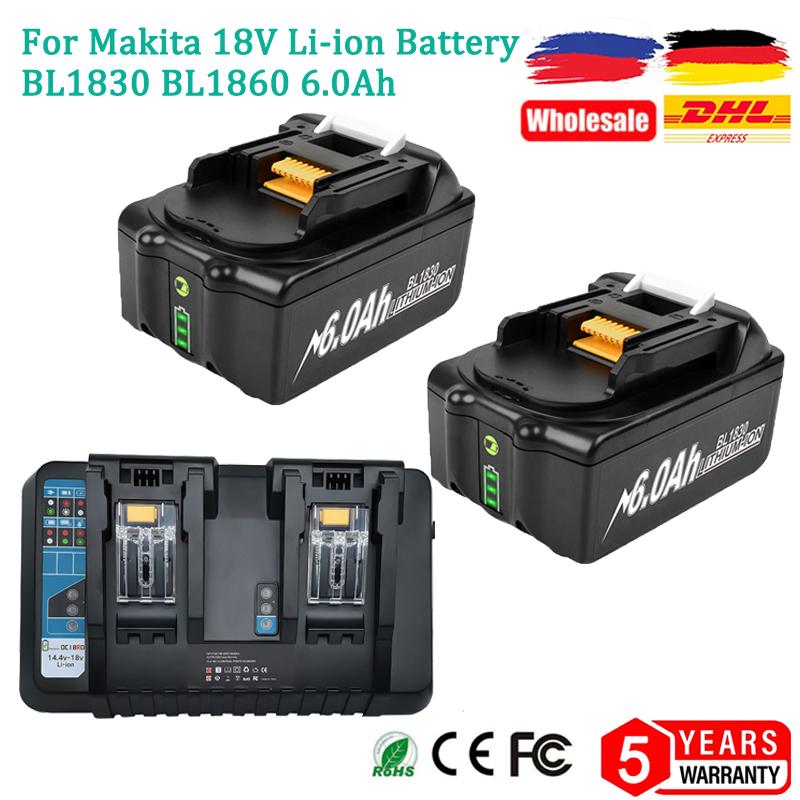 

6,0 Ач Bl1860 для аккумуляторной батареи Makita 18 В Bl1850 Bl1860b Lxt литий-ионный для электроинструментов Makita 18 В Bl1840b Bl1830 194205 -3 Lxt -400