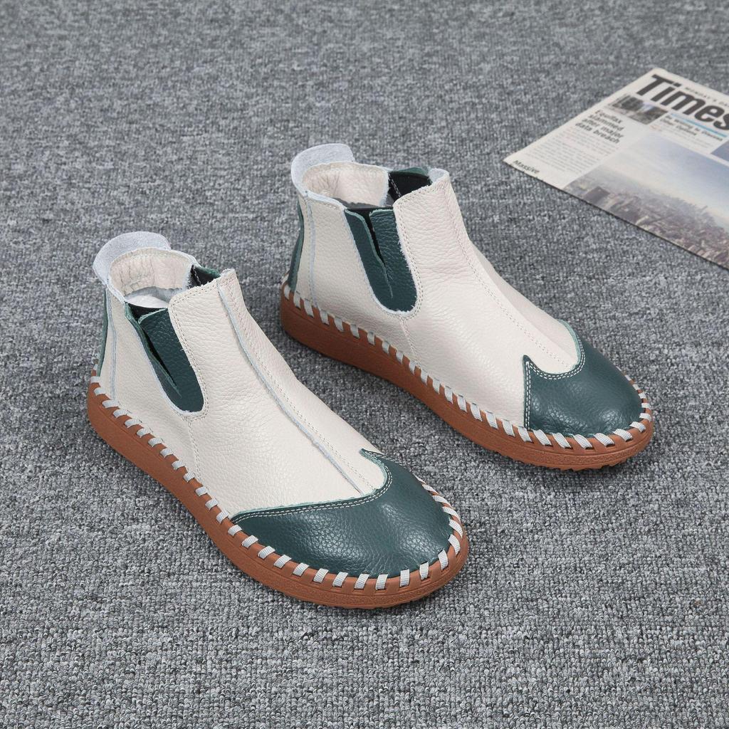 Men's Leather Slip-On High-Top Casual Shoes - Soft Sole, Genuine Cowhide for Autumn/Winter