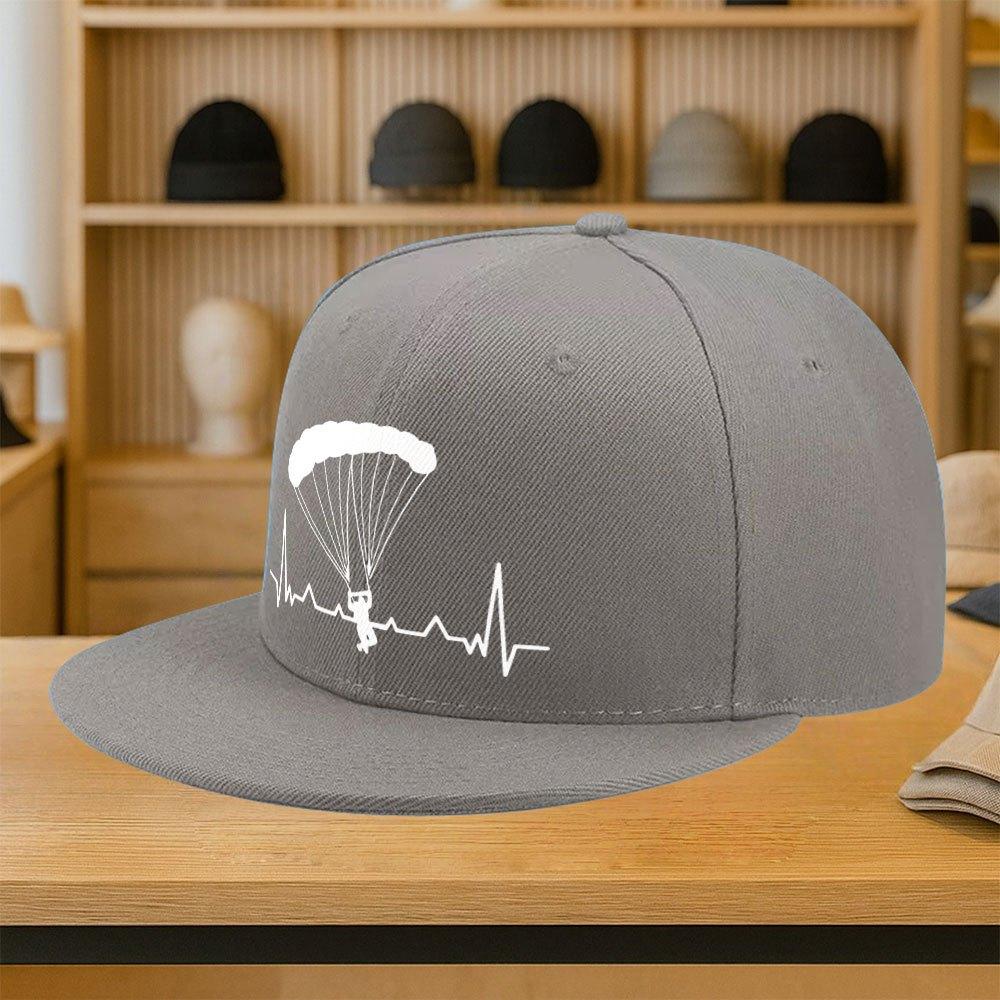 Paragliding Heartbeat Line Skydiver Baseball Cap Polyester Adjustable Snapback for Adult Casual Outdoors