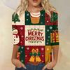 Women's Fashion Casual Round Neck Three-quarter Sleeve Christmas Print T-shirt Top