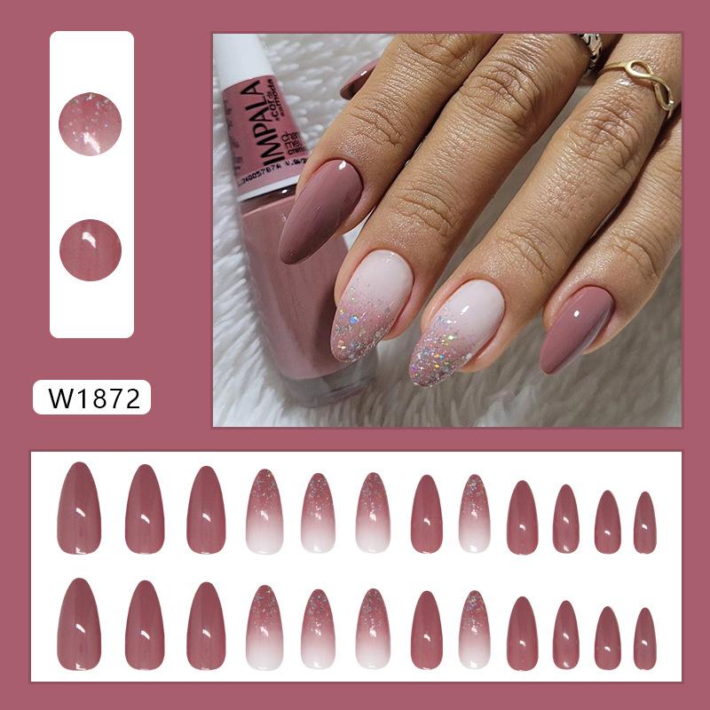 

24 шт. однотонные градиентные миндалевидные накладные ногти нежные и блестящие носимые съемные искусственные ногти накладные ногти