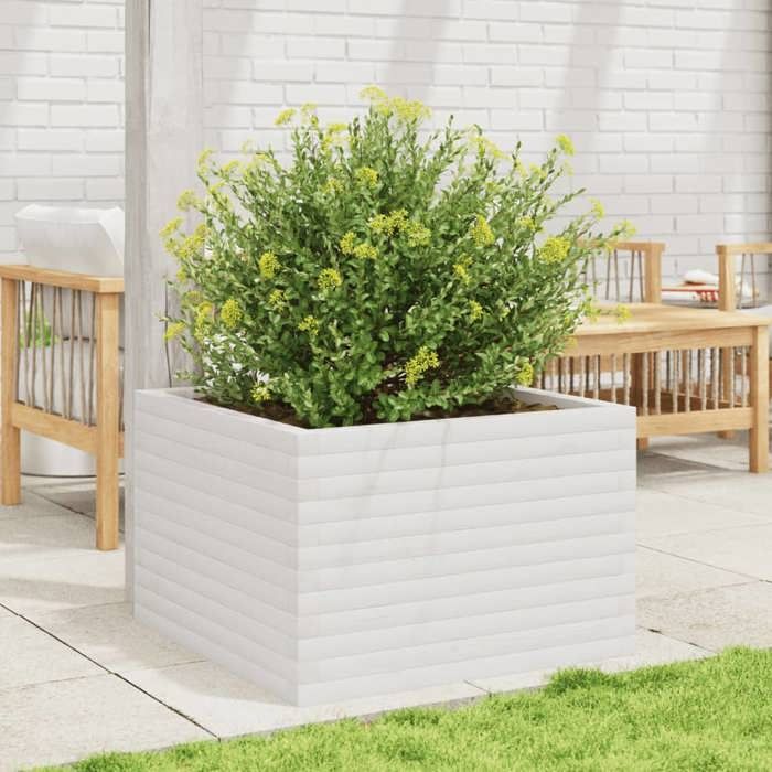 VidaXL Planter White 70x70x45.5 Cm Solid Pine Wood, Outdoor Planter, Flower Box, Plant Box, Planter 847254