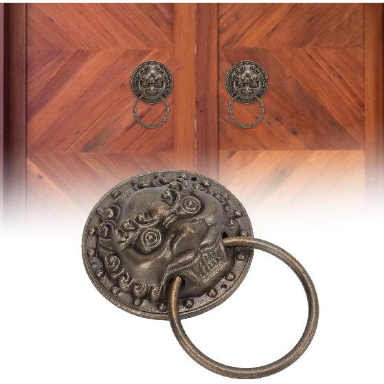Tissting 3.7 x 5.5in Antique Bronze Lion Door Knocker,Antique Chinese Lion Head Door Rings Pull Handle Knobs for Decorate Doors,Window, Cabinets,