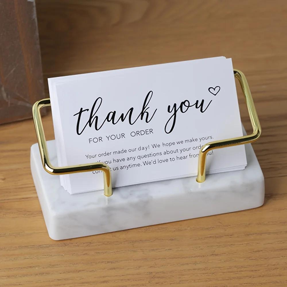 Eleganter Kartenhalter aus Marmor mit goldenem Metallrahmen - Luxuriöser Tischkartenhalter, perfekt für Meeting-Geschenke, schöne Büroartikel