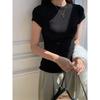 Basic Style Silm Pullover Tops round Neck Short Sleeve T-shirt