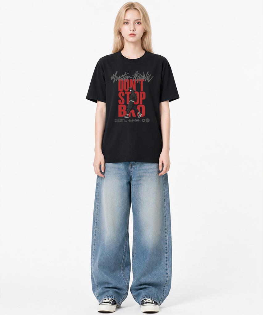 MONSTER REPUBLIC Don'T Stop Bro Red T-Shirt Black_9166