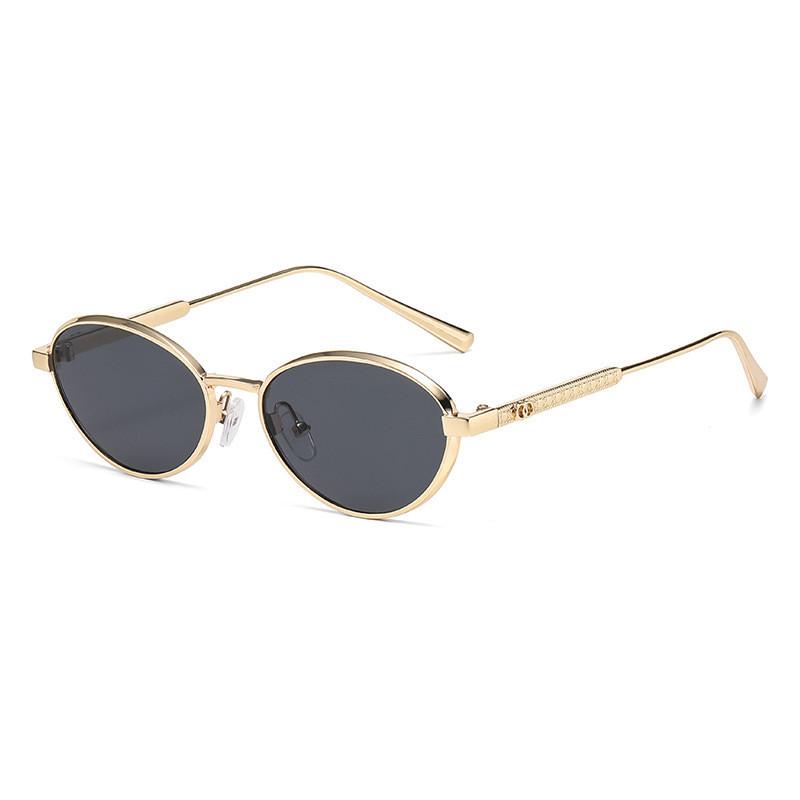 Euro Metal Oval Sunglasses With Uv400 Protection For Fashionable Summer Outings