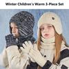 Fleece Lined Kids Earflap Beanies Winter Touchscreen Gloves 4-10Y Neck Warmers  for Boys and Girls
