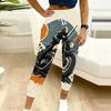 Women Plus Size White Cartoon Construction Vehicle Printed Drawstring Waist Jogger Pants Side Pockets Cuffed Ankle