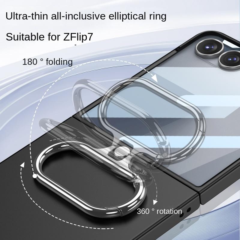 For Samsung Galaxy Z Flip 7 Case Hard Slim with Ring Stand Protective Back Cover Case for Samsung Z Flip7 Full Cover Phone Shell