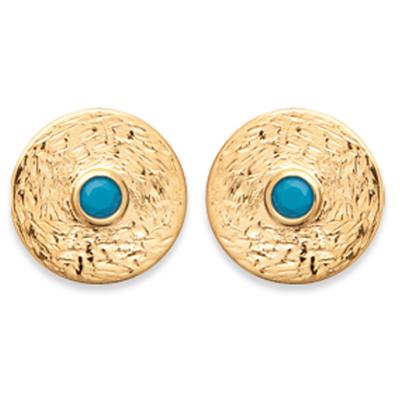 [Q8936] - Pendientes Chapados en Oro 'Cleopatra' turquesa dorado - 10 mm