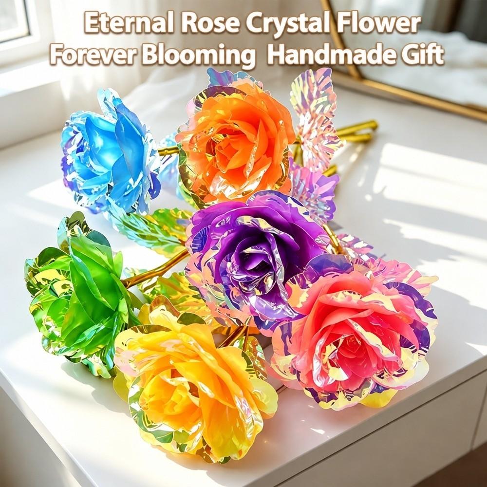 Colorful Gold Foil Rose Flower Handcrafted Artificial Crystal Flower Party Decoration