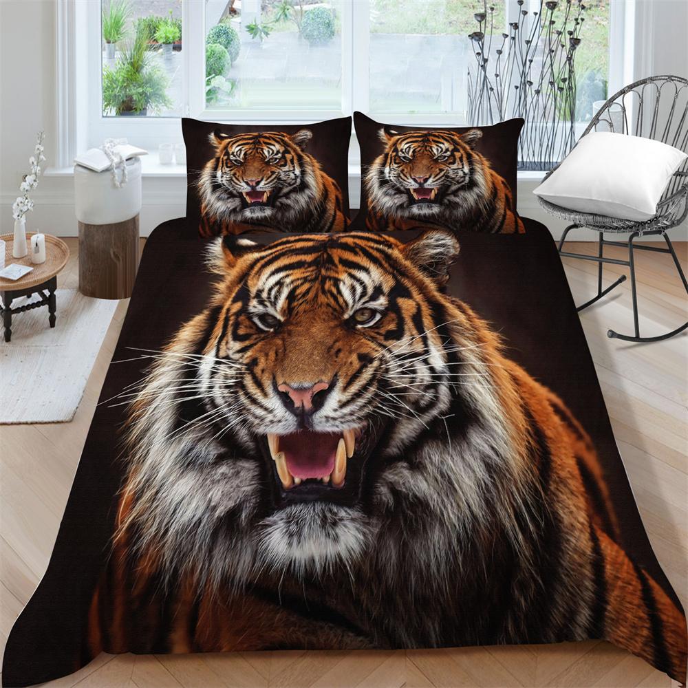 3D Tiger Print Breathable Comfortable Bedding Suit Home Decor Bed Clothes Pillowcase Comforter Duvet Cover
