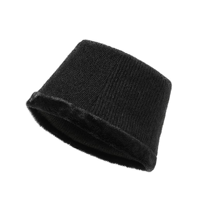 

Spring and Autumn new velvet thickened knitted bucket hat women s outdoor warm and cold basin hat чорний