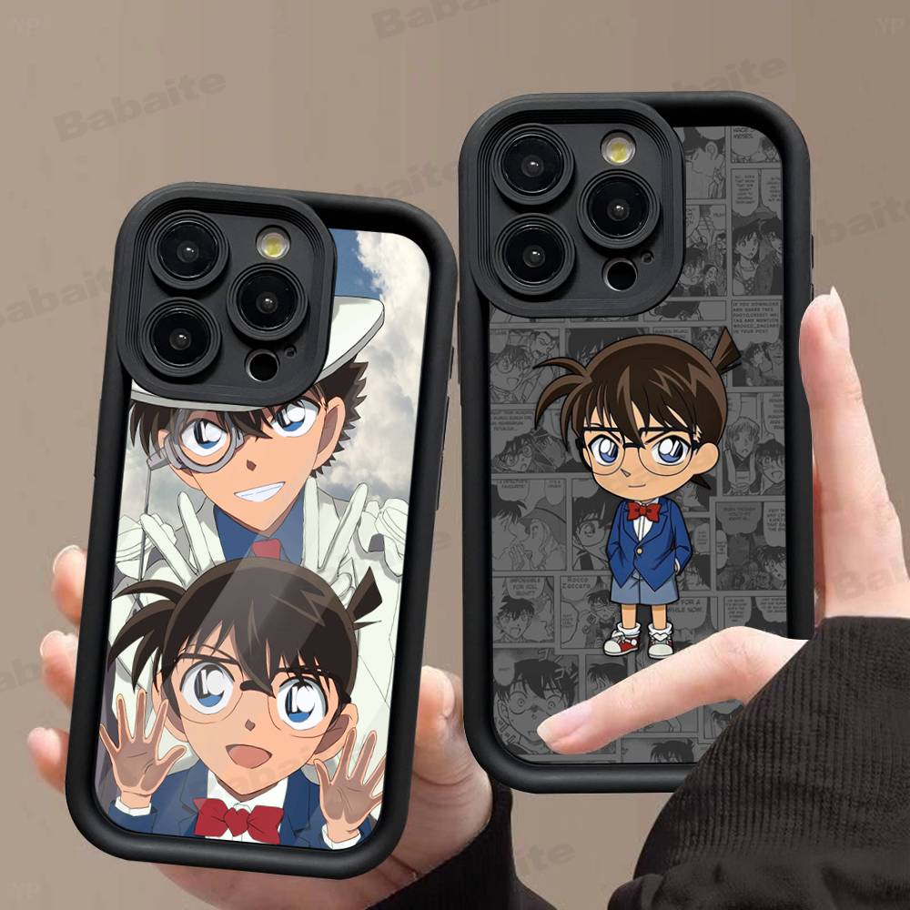 Detective Conan CARTOON For IPhone 17 Pro Max 16 15 14 13 12 11 Plus Black Soft Phone Cover