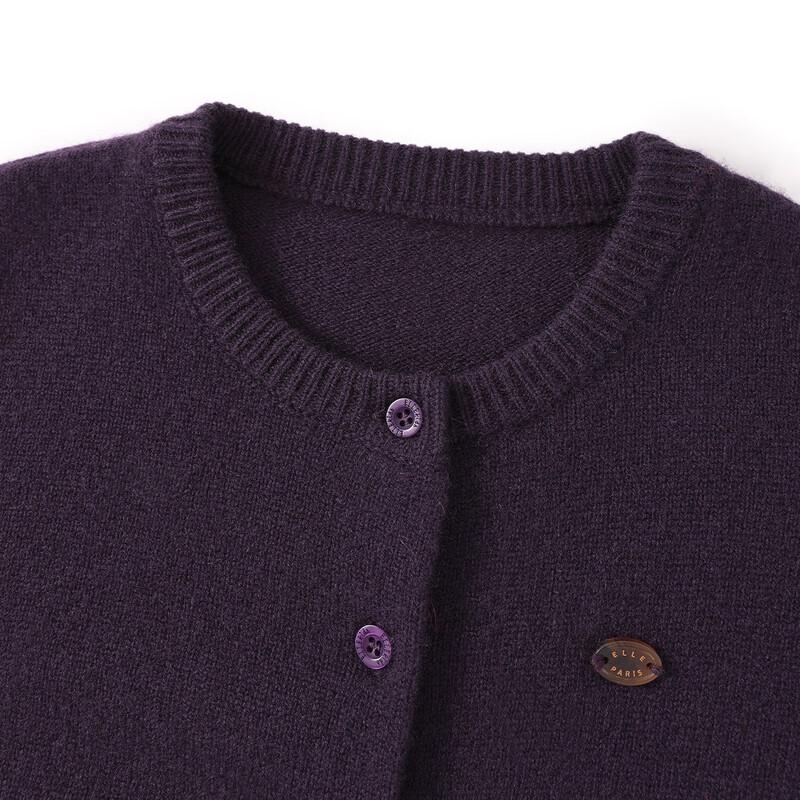 ELLE KIDS Girls' 95% Wool Round Neck Knit Cardigan