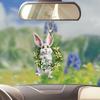 Stylish Acrylic Cartoon Easter Bunny And Vibrant Egg Car Interior Ornament