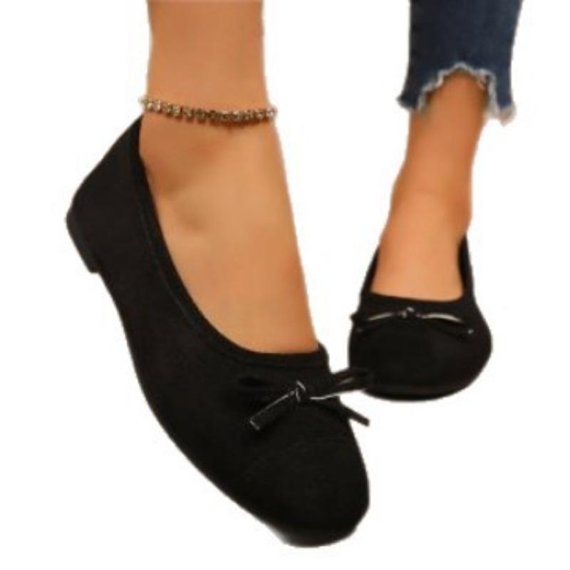 Bow ballet shoes flat single shoes women's new spring and autumn soft-soled beanie shoes gentle evening shoes