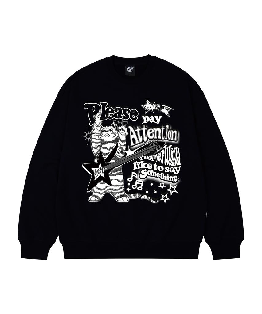 WILDROCK Rock 'N' Roll Kitty Oversized Sweatshirt_9 Col (A Type)