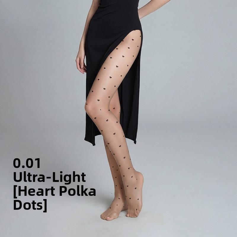 

Kave New Black Dot Tights For For Women Summer Ultra-Thin Seamless Women S Stockings Heart Skin Beautifying Sheer Pantyhose One Size