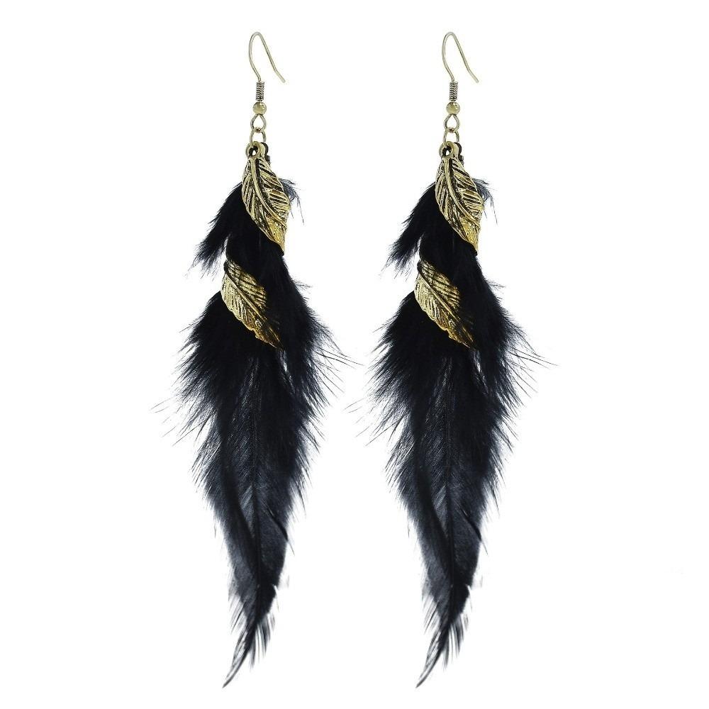 Ethnic Long Tassel Feather Earrings Twist Leaf Dangle Women s Earrings  Photoshoot