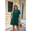 Spring Summer New Solid Color Crew Neck Pocket Loose Short Sleeve Dress for Women Casual Daily Wear