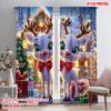 2pcs,2D Plane Printing Curtains Cute Reindeer Christmas Scene Gift (3) Versatile Durable Polyester (without Rod) All Seasons