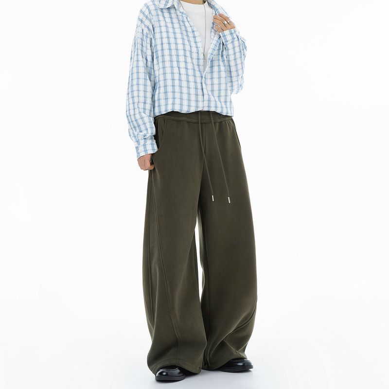 

Dream Made Fleece Commuter Casual Pants for Men, Winter Fleece-Lined, Thickened, Loose Straight-Leg Wide-Leg Pants Army Green M