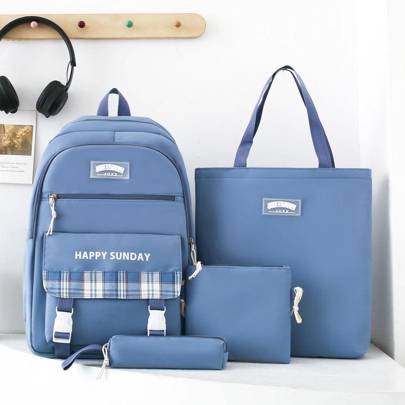 4 Pcs Large Capacity Versatile Nylon Cloth Backpack for Junior High School Students Bag Elementary School Students, Fresh and Versatile Backpacks