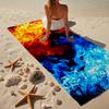 Flame Dance In Blue And Orange Beach Towel, Super Soft Microfiber, Gift for Her/Him, Birthday, for Pool, Beach, Travel, Home Decor Fan Gifts