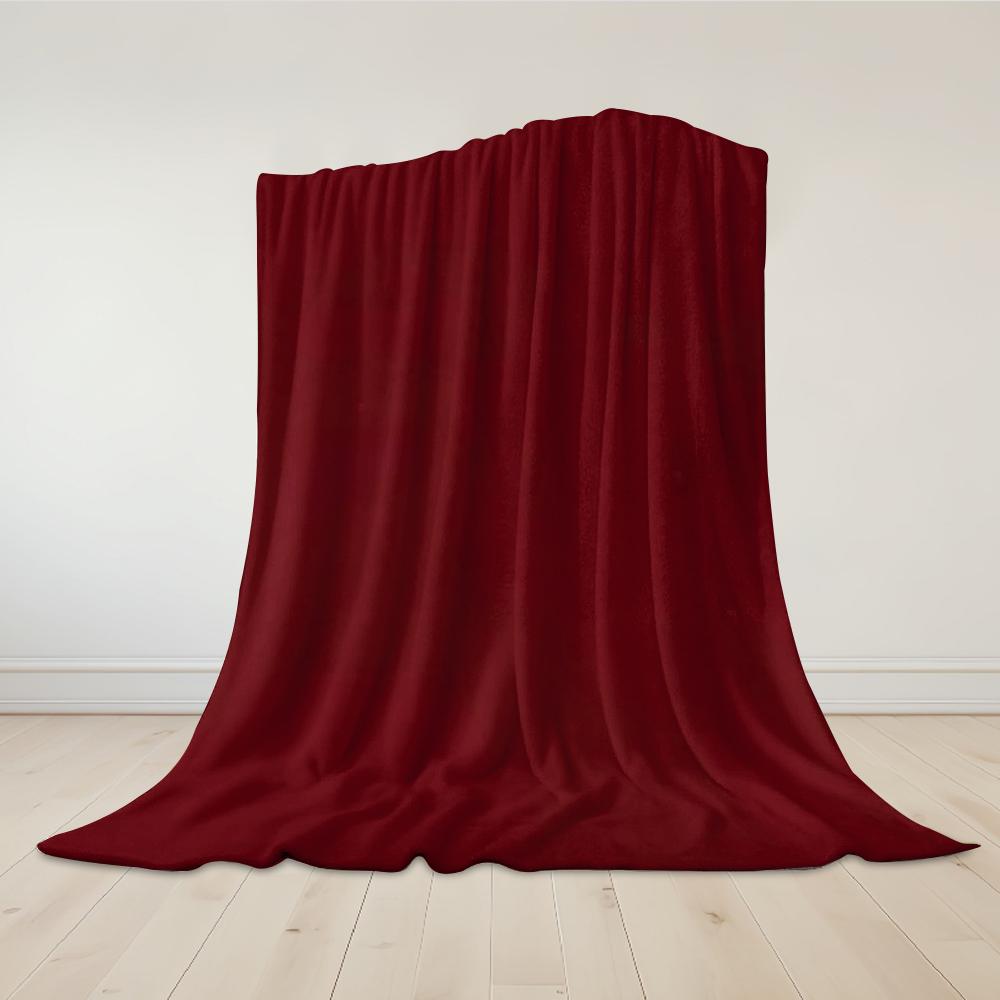 Crimson Solid Flannel Blanket Warm Soft Halloween Christmas Couch Warm Cozy Decorative Decor Gift for All Season