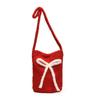 Single Shoulder Plush Bucket Bag Large Capacity New Year Red Tote Simple Red Crossbody Bag  Autumn