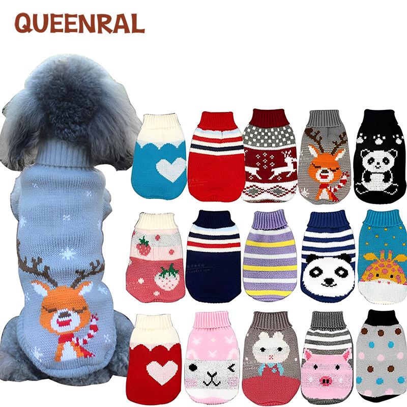 

Queenral Трикотажная собака Свитер Кошка Собака Одежда Теплая одежда для кошек Чихуахуа Йорк Собака Щенок Зимняя одежда Костюм Пальто Жилет Куртка