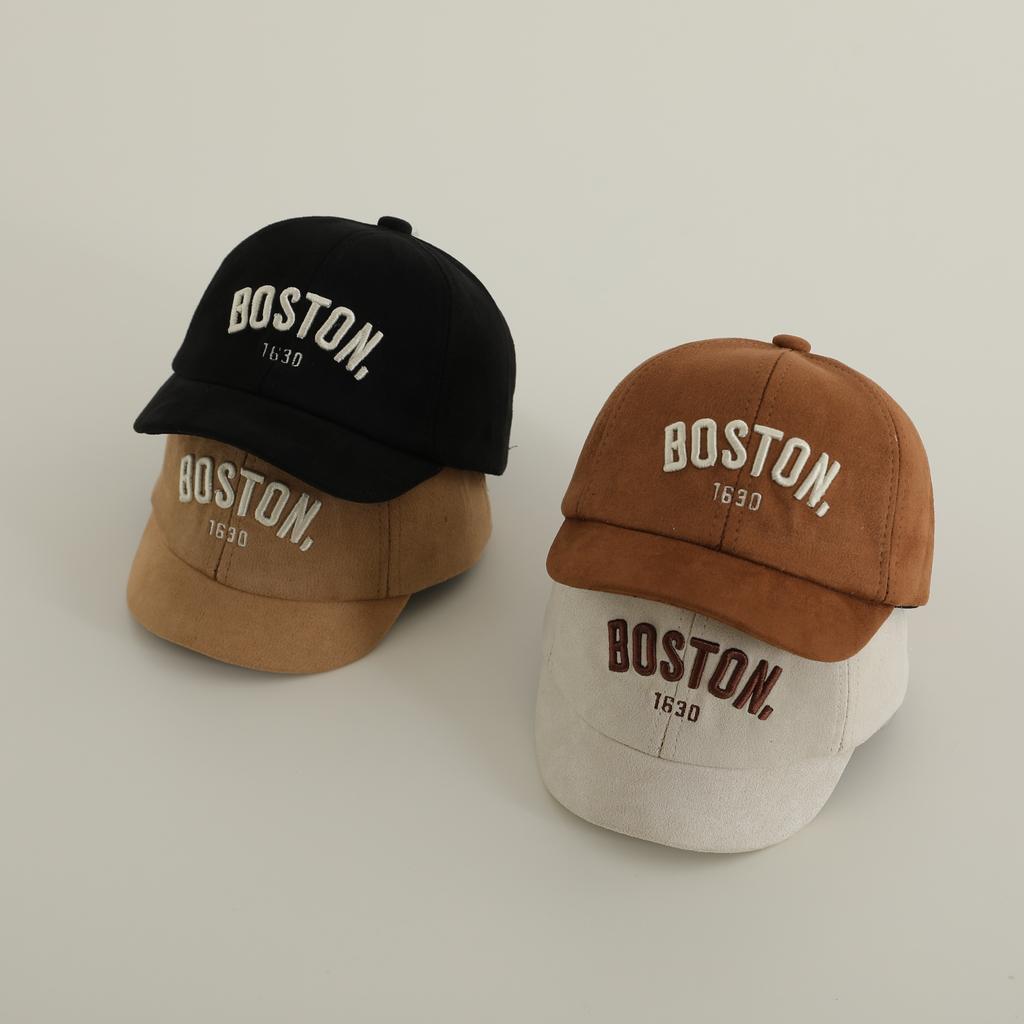 Korean Letter BOSTON Baby Baseball Cap Adjustable Embroidered Peaked Hat For Infant Autumn Soft Cotton Kids Boy Girl Sun Hats