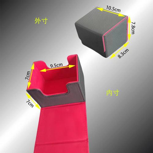 Deck Case, Card Box, Large Capacity, Trading Card Case, PU Leather, Horizontal Insertion (Small, Black with Purple Interior)