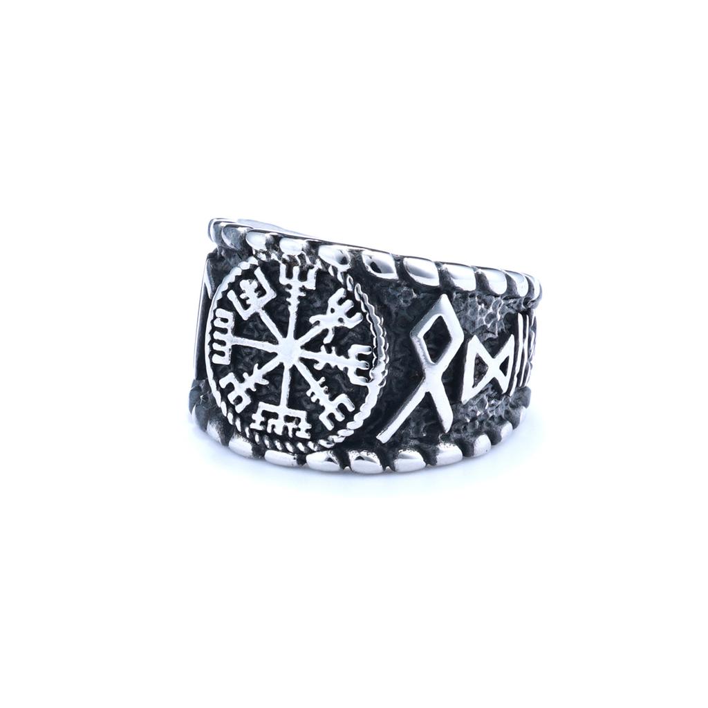 Mythical Viking Compass Ring For Men Norse Rune Finger Ring