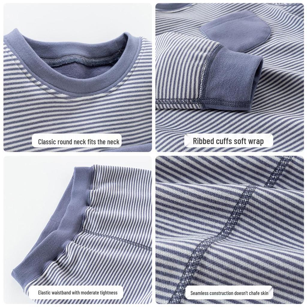 Striped Spring & Autumn Kids' Pajama Set: Two-Piece Top & Pants for Boys and Girls