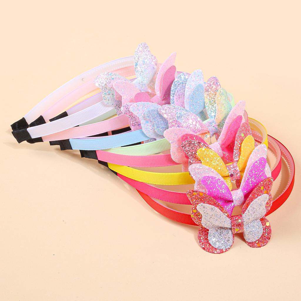 3pcs Glitter Hair Bows Headbands for Girls Kids Plastic Hairbands Sparkly Butterfly Bows Headband Children Hair Aceessories