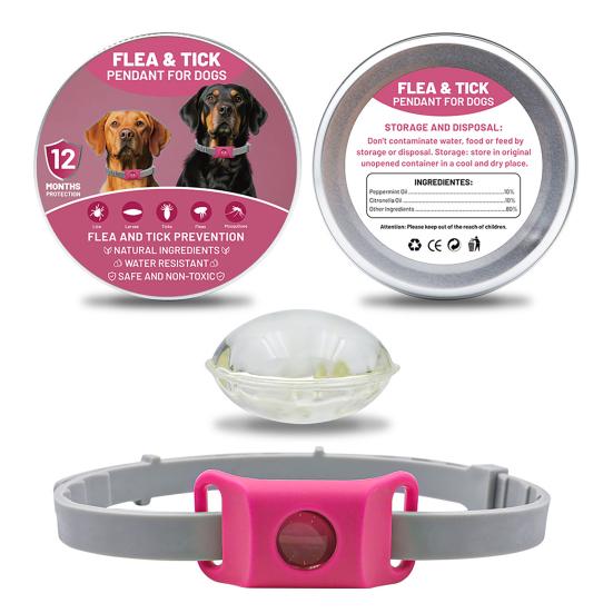 Flea Prevention Tag for Dogs Natural Ingredients Tick Repellent Tag Waterproof Collar Tag with 2 Refills Adjustable for Small Medium And Large Dogs