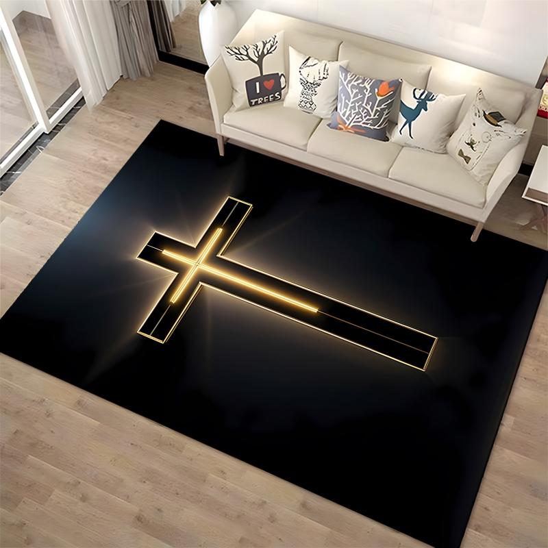 Glowing Cross Design Rug Non-slip rug suitable for living room and bedroom sofas.