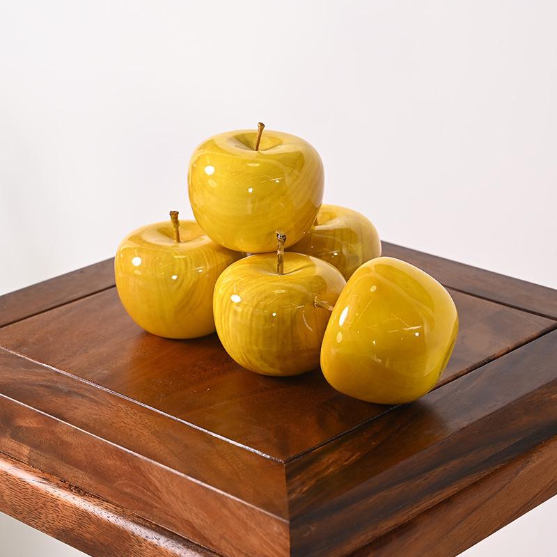 Golden Silk Nanmu Wood Car Ornaments - Apple Red, Water Ripple Design, Christmas Gifts