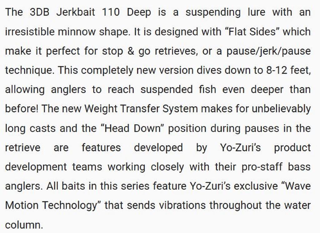 Yo Zuri Duel 3DB Jerkbait Deep 110 Mm Suspend Lure R1372-MFT (4700)